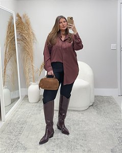 Camisa Over Pespontada Brownie Quality Moda Plus Size rml Outono Preview aura