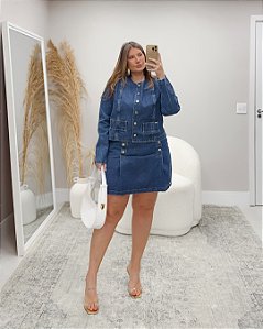 Conjunto Jaqueta e Saia Jeans Blue Quality Moda Plus Size rml Outono Preview aura