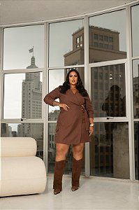 Vestido Macaquinho Transpassado Brownie Quality Moda Plus Size dvs Outono Preview town