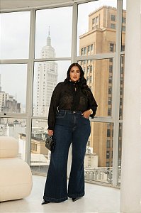 Calça Flare Jeans Blue Quality Moda Plus Size dvs Outono Preview town