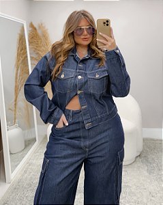 Jaqueta Denim com Bolsos Embutidos Jeans Quality Moda Plus Size dvs Outono Preview town
