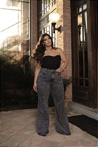 Calça Flare Denim Black Quality Moda Plus Size dvs Outono Preview Equi dvs