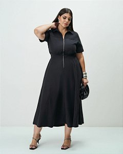 Vestido Midi Utilitário Preto Quality Moda Plus Size Outono qbl Outono Preview