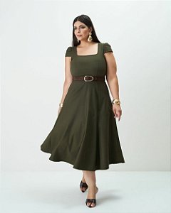 Vestido Midi Workwear Verde Quality Moda Plus Size Outono qbl Outono Preview