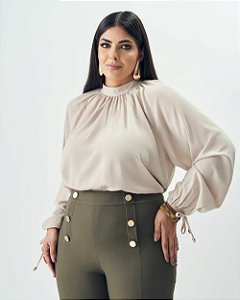 Blusa ML Raglan Fluída Areia Quality Moda Plus Size Outono qbl Outono Preview