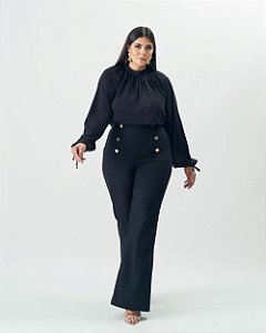 Calça Levemente Flare Preta Quality Moda Plus Size Outono qbl Outono Preview