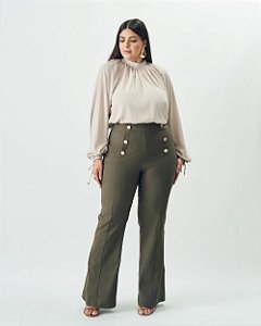 Calça Levemente Flare Verde Quality Moda Plus Size Outono qbl Outono Preview