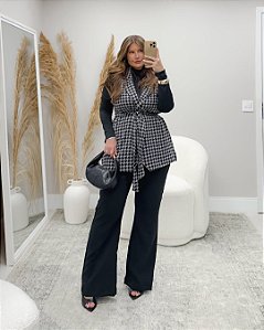 Maxi Colete Pied Poule Quality Moda Plus Size dub Outono Soul Preview