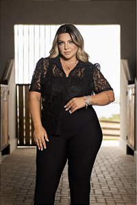 Camisa Renada Manga Curta Preta Quality Moda Plus Size mlj outono Preview