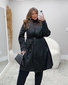 Trench Coat Longo Preto Quality Moda Plus Size dvs Outono Preview Equi dvs
