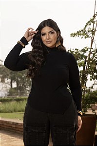 Blusa Assimétrica Manga Longa Preto Quality Moda Plus Size dvs Outono Preview Equi dvs