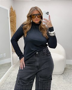 Blusa Assimétrica Manga Longa Preto Quality Moda Plus Size dvs Outono Preview Equi dvs