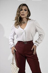 Camisa Off White Gola V Manga Longa Quality Moda Plus Size preview mlj