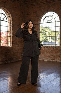 Conjunto Casaco e Pantalona Tricot Preto Quality Moda Plus Size Preview dvs