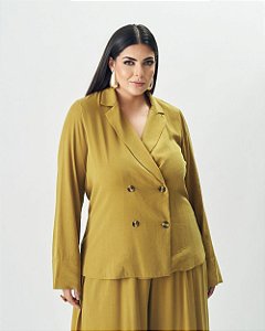 Camisa Blazer Comfy Mostarda Quality Moda Plus Size Brit Preview qbl