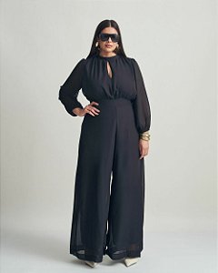 Macacão Gola Alta Preto Quality Moda Plus Size Brit Preview qbl