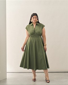 Vestido Midi Poliamida Verde Quality Moda Plus Size Brit Preview qbl