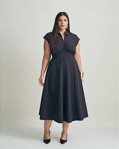 Vestido Midi Poliamida Preto Quality Moda Plus Size Brit Preview qbl