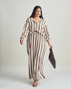 Calça Listrada Off White Quality Moda Plus Size Brit Preview qbl