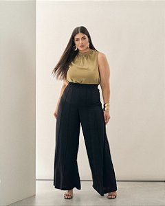 Blusa Gola Alta Franzido Verde Quality Moda Plus Size Brit Preview qbl