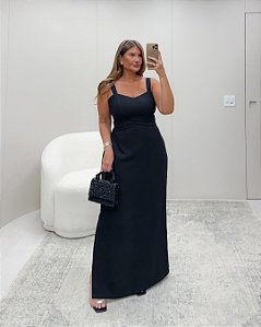 Vestido Longo Fenda Preto Quality Moda Plus Size Preview rml loja