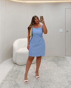 Vestido Plus Size Alça com Botões Azul Quality Moda Plus Size rml