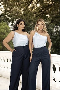 Blusa Ombro Único Azul Quality Moda Plus Size dvs