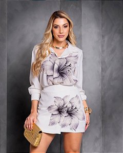 Saia Short Estampada Transpasse Quality Moda Plus Size Preview Dub