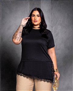 Tshirt Renda cancan Preta Quality Moda Plus Size Preview Dub