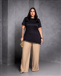 Calça Pantalona Aruba Marrom Quality Moda Plus Size Preview Dub