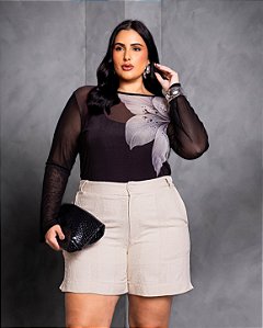Blusa Manga Longa Tule Estampada Quality Moda Plus Size Preview Dub