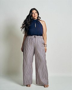 Calça Plus Size Listra com Elástico Quality Moda Plus Size Preview qbl