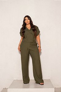 Conjunto Alfaiataria Blusa Manga Martingale Quality Moda Plus Size dvs