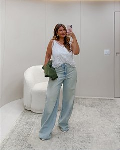 Calça Wide Leg Jeans Quality Moda Plus Size Dvs