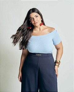 Blusa Malha Canelada Ombro a Ombro Quality Moda Plus Size Preview qbl
