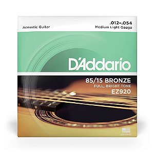 Encordoamento Para Violão Aço 12-54 D’Addario Bronze 85/15 EZ920