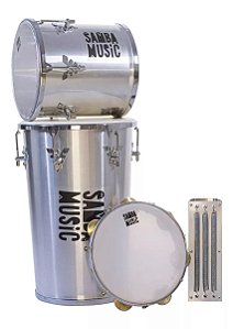 Kit Samba Music Rebolo, Repique de Mão, Reco-reco e Pandeiro KSM-01 AL Alumínio
