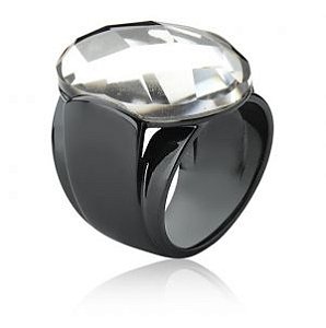 Anel Grafite Cristal Facetado - Tam 17