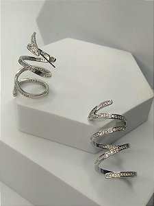 Brinco Grande Espiral com Zircônia