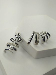 Brinco Grande Espiral Achatada uma Faixa Zircônia