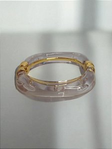 Bracelete Acrilico com Detalhes Dourado