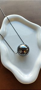 Colar Longo Esfera Polida Ródio Negro