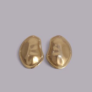 Brinco Grande Dourado Escovado Amassado