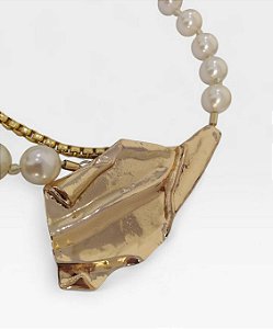 Colar Corrente Duplo com Pingente Orgânico