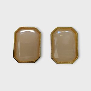 Brinco Dourado Pedra em Resina