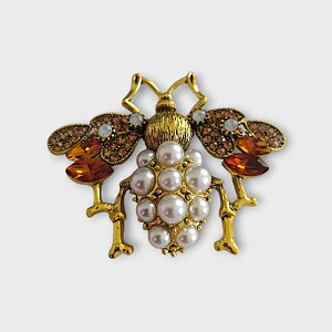 Broche Inseto Detalhes em Perolas