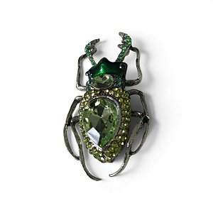 Broche Escaravelho Cravejado Verde
