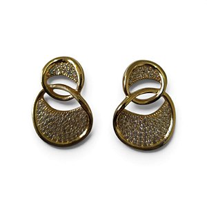 Brinco Dois Circulos com Zircônia