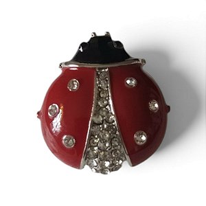 Broche Joaninha Vermelha Cravejada