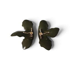 Brinco Metade de Uma Flor Verde Militar